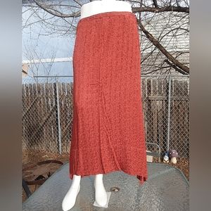 🏵️Med. Vintage Embroidered Ethnic Burnt Orange Maxi Midi Boho Skirt w Pockets!